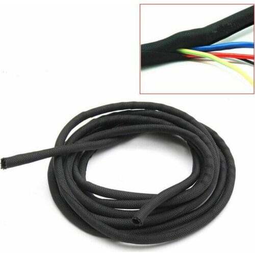 Black Wrap Braided Cable Sleeve General Wire Protection Nylon Sleeve 5/8/10mm