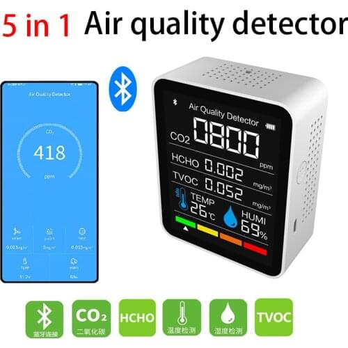 Bluetooth-compatible CO2 Meter Digital Temperature Humidity Sensor Tester Air Quality Monitor Carbon Dioxide TVOC HCHO Detector