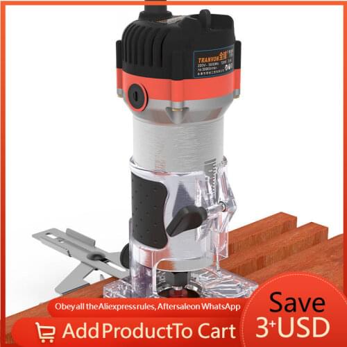 Electric Wood Router Hand Carving Machine Woodworking Trimmer 220V 720W Wood Milling Engraving Slotting Trimming Machine