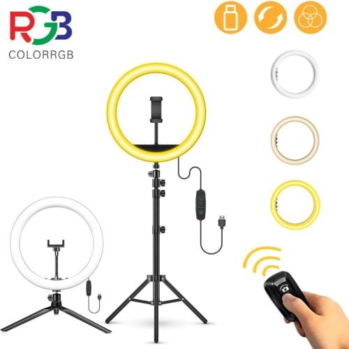 ColorRGB, selfie Ring Light ,LED Ring Light with Tripod Stand, Beauty Ringlight for Makeup/Live Stream/TikTok/YouTube 10 inch