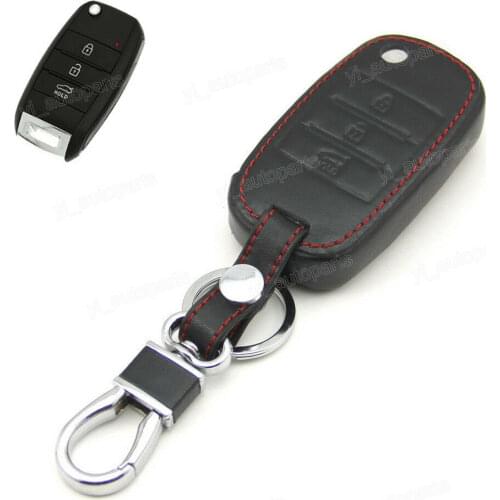 Leather Case Cover Holder For Kia K3 K5 Carens Sorento Optima Forte Cerato Remote Flip Key 3 Buttons