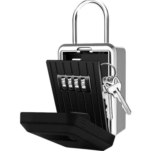 HOT-4-Digit Key Lock Box Combination Wall Mounted Lock Box Weatherproof Resettable Portable Lock Box (with Waterproof Cover)