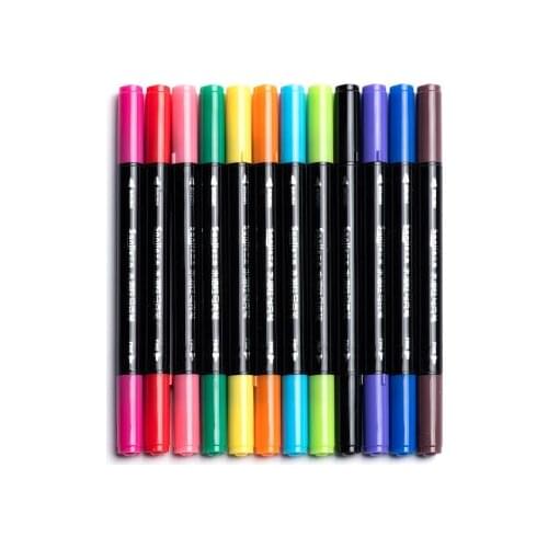 2020 Highlighters markers pen set Dual Headed Watercolor Drawing Painting art brush pens kawaii Stationery Free shipping