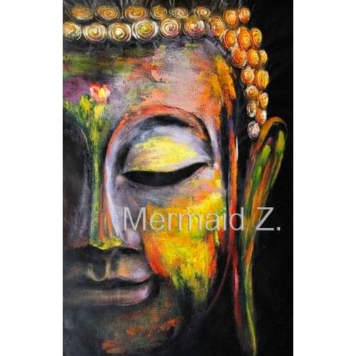 Buddha Head Portrait Buddha art oil Painting large hand made oil painting on canvas India Bali Oil Painting