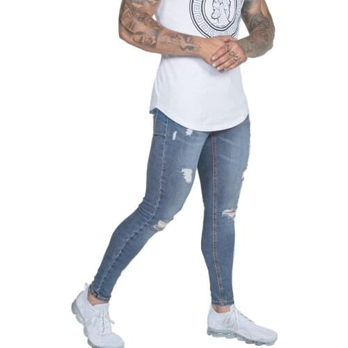 Spray on Men Sweatpants Yoga Skinny Jeans Denim Jeggings Blue Elastic Muscle Exerciser Long Sport Pants Joggers