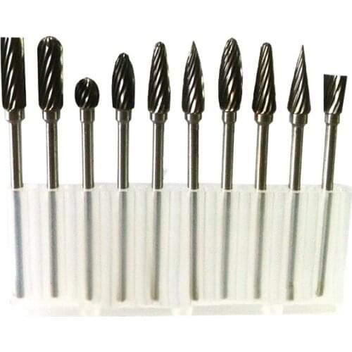 10Pcs 3x6mm Tungsten Steel Solid Carbide Milling Cutter Burrs Diamond Rotary Drill Bit Set Electric Grinding Engraving Tool Set