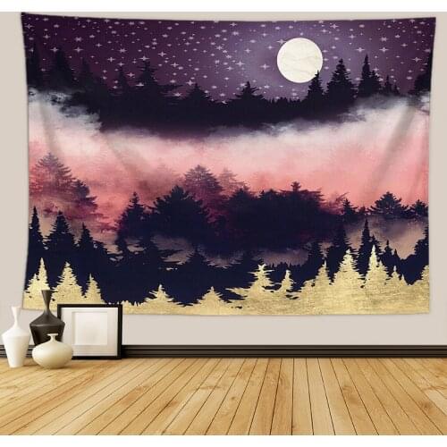 Sunset Mountain Landscape Tapestry Abstract Forest Picture Wall Hanging Blanket Psychedelic Tapiz Gobelin Boho Home Decor Nordic