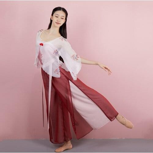 2021 New Classical Dance Tops For Women Lyrical Dance Costume Chinese Folk Dance Wear Fairy Performance Costume Dancer Outfit