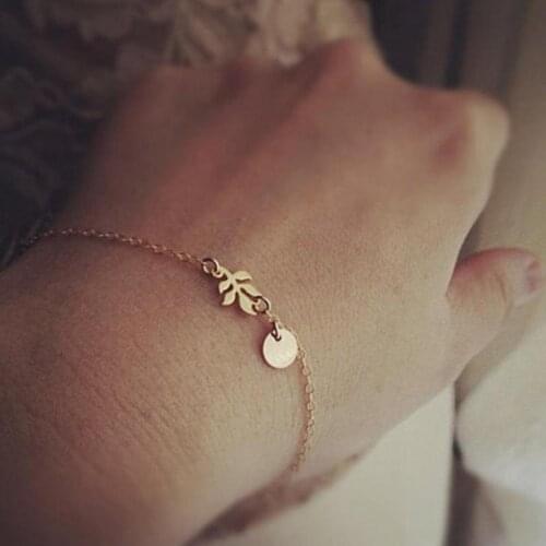 New Punk Gothic Vintage Leaf Bracelet For Women Disc Bangle For Women Charm Chain Jewelry Girl Gift Mujer Pulseras Gift