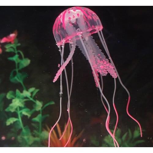 New Glowing Effect Artificial Silicone Vivid Jellyfish Fish Tank Aquarium Decoration Mini Submarine Underwater Ornaments