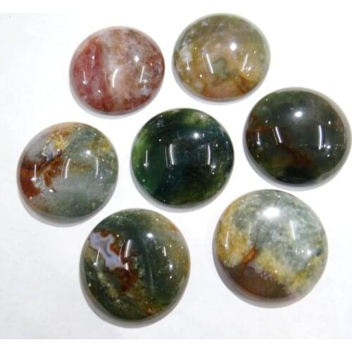 Wholesale 12pcs 30mm natural stone round cab cabochon No hole Indian agates beads for DIY jewelry making clothes Accessories