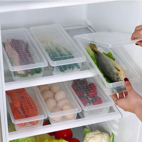 Kitchen Drawer Organizer With Drainer Lid Food Storage Box Sealed Container For Fridge Freezer Organization Plastic Transparent