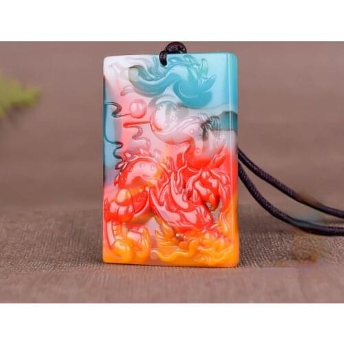 Natural Colour Jade Dragon Pendant Necklace Fashion Charm Jewellery Chinese Hand-Carved Lucky Amulet Accessories Men Women Gifts