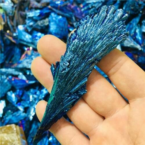 Natural Quartz Crystal Jet stone Rainbow Titanium Cluster Mineral Specimen Healing 1pc