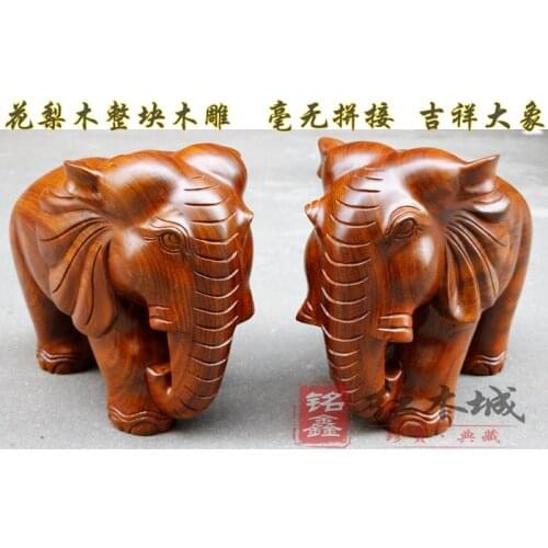 Redwood Crafts Iron Pear Whole Wood Carving Elephant Lucky Feng Shui Home Elephant Decoration