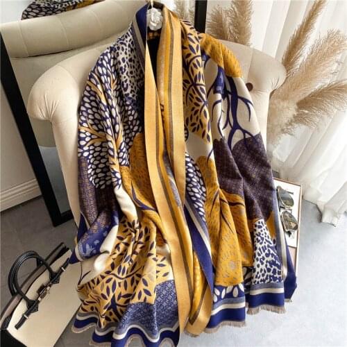 2021 Designer Cashmere Scarf Winter Women Pashmina Shawls Warm Blanket Wraps Female Foulard Bufanda Printed Thick Hijab