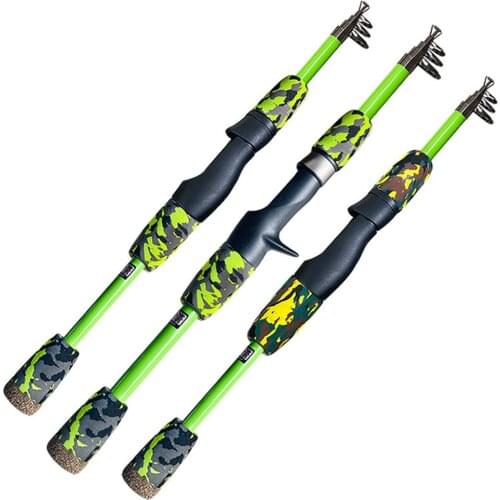 Telescopic Lure Rod Baitcasting Fishing Rod 1.2M 1.5M Resin Cork Wood Handle Spinning Rod Fishing Pole Tackle