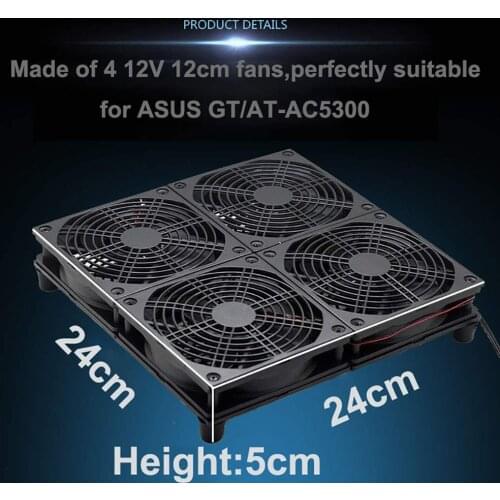 E&M Cooling Fan Mining Rig Speed Adjustable Heat Radiator USB Power Dissipate Temperature Control for Asus GT RT-AC5300 Router