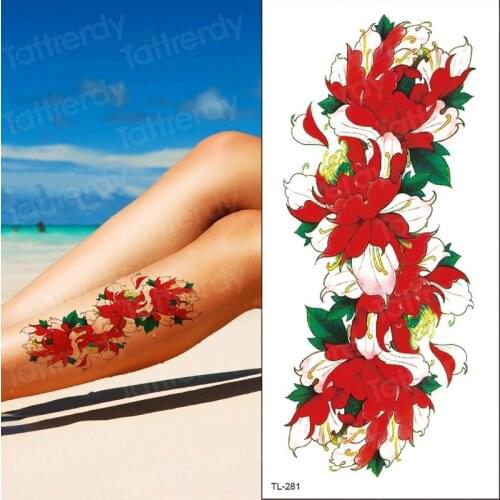 Flower tattoo sticker waterproof sexy tattoo for women temporary tattoo flowers rose peony tatoo fake girls summer style decals