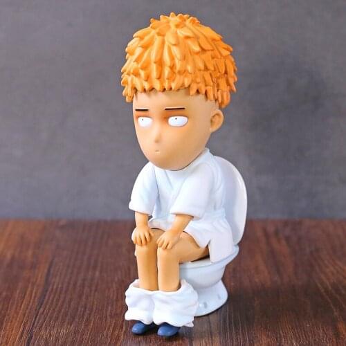 Japan Classic Comic Anime One Punch-Man Statue Saitama Cute Funny Toilet Commode Figure Model Toy