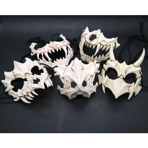 Japanese Monster Masks Half Face Covered Bone Mask Yasha Tengu Tiger sKkull Mask Cosplay Halloween Masks