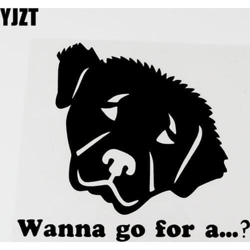 YJZT 15.4CM×13.3CM Funny Wanna Go For Vinyl Animal Dog Car Sticker Black/Silver 8C-0310