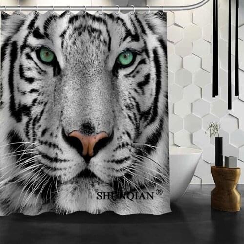 ShunQian Tiger Shower Curtain Funny Curtain For Bathroom Waterproof Polyester Fabric Eco-Friendly 2020 Bath Curtain Gift