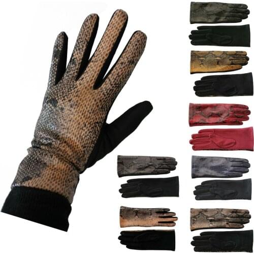 Womens Snake Skin Reptile Python Gloves For Mobile Touch Reptile Animal Women Warm Winter Chic Fashion