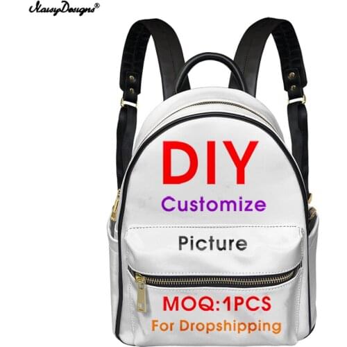 Mini Leather Backpack Women Girls Bagpack for Teenager Students Customize Logo Image Print Shoulder Bag Travel Female Sac A Dos