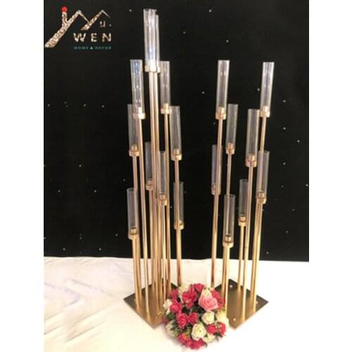 10PCS Metal Candle Holder Candlestick Flower Vase Wedding Table Centerpiece Candelabra Pillar Stand Road Lead Party Decor