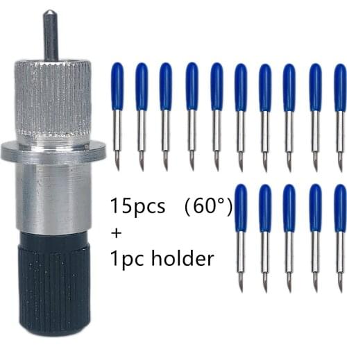 15pcs Wear-Resisting 60 Degree Replaceable Plotter Blade Knife Vinyl Cutter for Roland + 1pc Blade Holder Machine Hand Tool