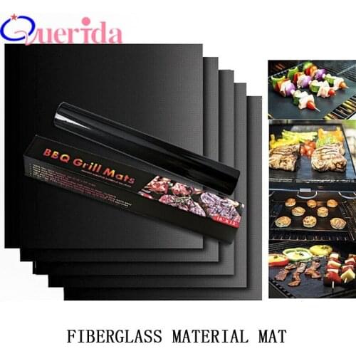 2/5Pcs Glass Fiber Non-Stick BBQ Grill Mat Pad Sheet Set Portable Easy Clean High Temperature Bakeware Outdoor BBQ Accessories