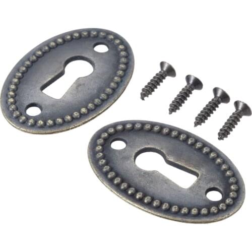 20pcs-2pcs Keyhole Cover Oval Antique Bronze Hollow Pattern Connector Old Chinese Cabinet Vertical Beaded Jewelry Box w/screws