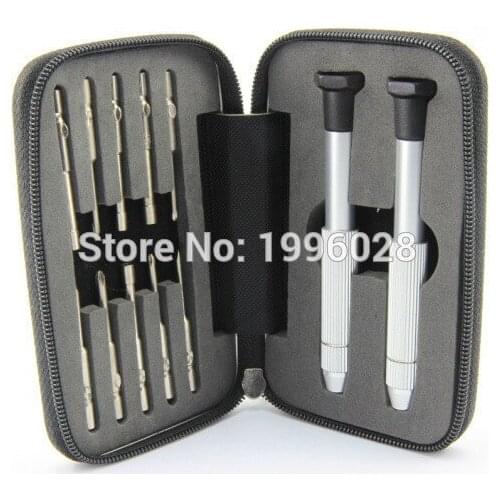 2016 Hot sale12psc/Set Glasses Stainless steel Screwdriver Set kit precision Watch Repair Tools with Packing Hand Bag