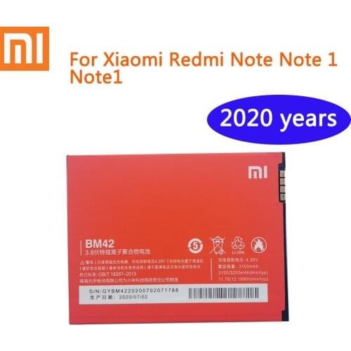 2020 years 100% Original Xiaomi Battery BM42 For Xiaomi Redmi Note Note 1 Note1 Mobile Phone Replacement Batteries 3200MHz