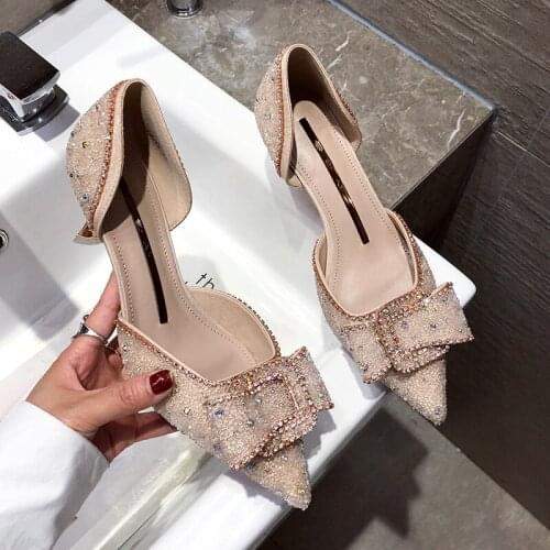 2021 spring new pointed rhinestone sexy stiletto high heel sandals female wild banquet dress bride bridesmaid wedding shoes