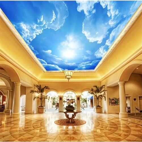 3D blue sky white cloud sunshine ceiling living room bedroom ceiling background wallpaper wallpaper custom mural
