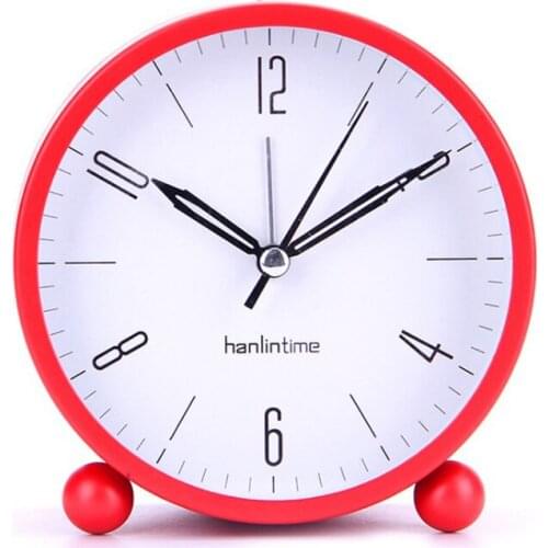 4 Inch Round Metal Clock Simple Fashion Student Silent Alarm Clock Luminous Table Clock Home Decoration