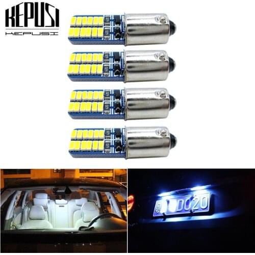 4x BA9S T4W LED Car light bulb T2W T3W Auto interior Lamp 3014 LEDs marker light Auto Interior Reading Dome Lamps White Ice Blue