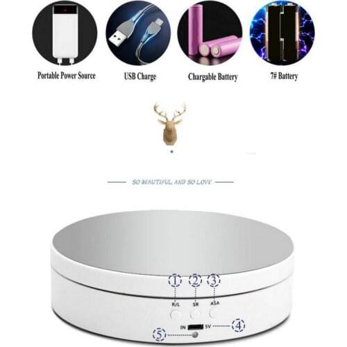 HQ 138MM Battery/USB Power+3 Speeds+4 Angels Electric Rotating Turntable Merchandise Display Base Automatic Revolving Platform