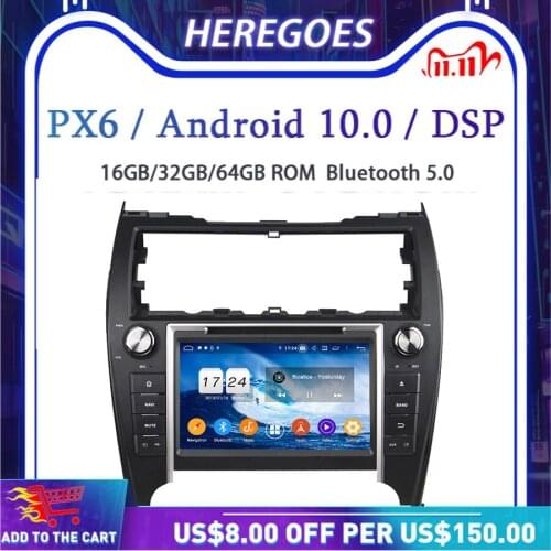 PX6 Car DVD Player DSP Android 10.0 4GB + 64GB Wifi Bluetooth 5.0 RDS RADIO GPS Map For Toyota CAMRY 2012-2017 USA middle east