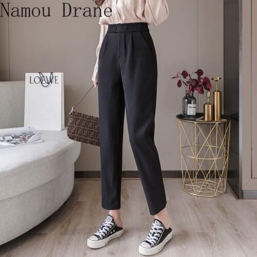Casual pants womens autumn dress 2020 new Korean version of black pipe pants straight straight loose-fitting Harlan pants
