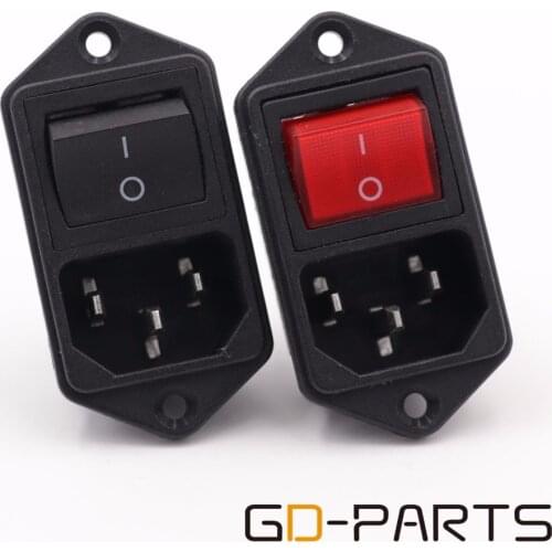 Bulkx10PCS IEC320 C14 Power Cord Inlet Power Socket Receptacle Connector With ON OFF Rocker Switch AC 250V 15A CE CCC Rohs