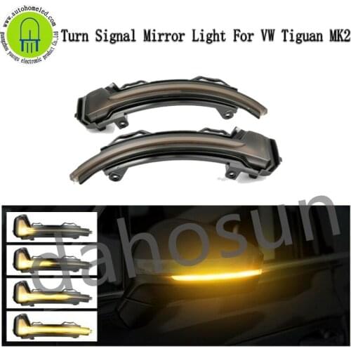 2Pcs Dahosun LED Dynamic Turn Signal Light For Volkswagen VW Tiguan MK2 II R 5N 2017 2018 Rearview Mirror Flowing Indicator
