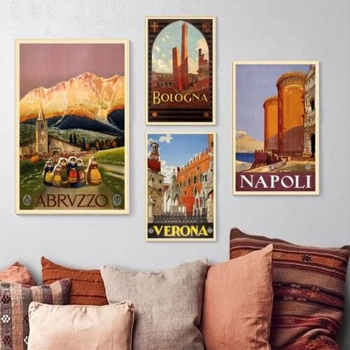Italian Landscape Painting Vintage Canvas Print Rome Italian Travel Poster Italy Wall Art Pictures for Living Room Bedroom Decor