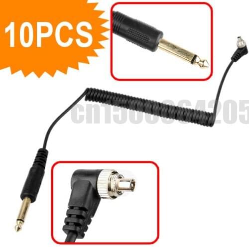 2pcs 2.5 3.5 PC-PC 6.35mm to Male FLASH PC Sync Cable Cord with Screw Lock For canon nikon DSLR Camera