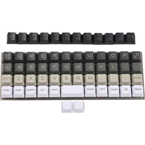 YMDK Planck Niu40 Preonic Keyset White Gray Black Gradient Pure White Laser-Etched OEM Keycap 1.5mm Thickness PBT