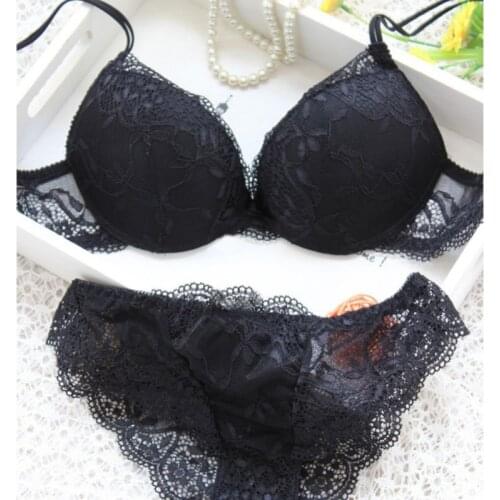 Candy Colors Lady Bra Set Underwear Satin Lace Embroidery Bras Set With Panties