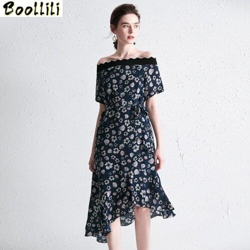 Boollili Summer Dress 2020 Vintage Elegant Party Midi Dress Women Clothes Real Silk Dresses Sexy Women Dress Vestidos