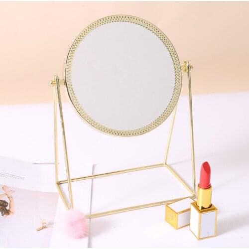 Nordic Style Small Round Mirror Ins Makeup Mirror Small Desktop Single-sided Makeup Mirror Dormitory Dressing Mirror